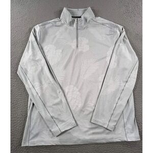 Tommy Bahama IslandZone Sweatshirt Men Large Gray 1/4 Zip Floral AOP Performance